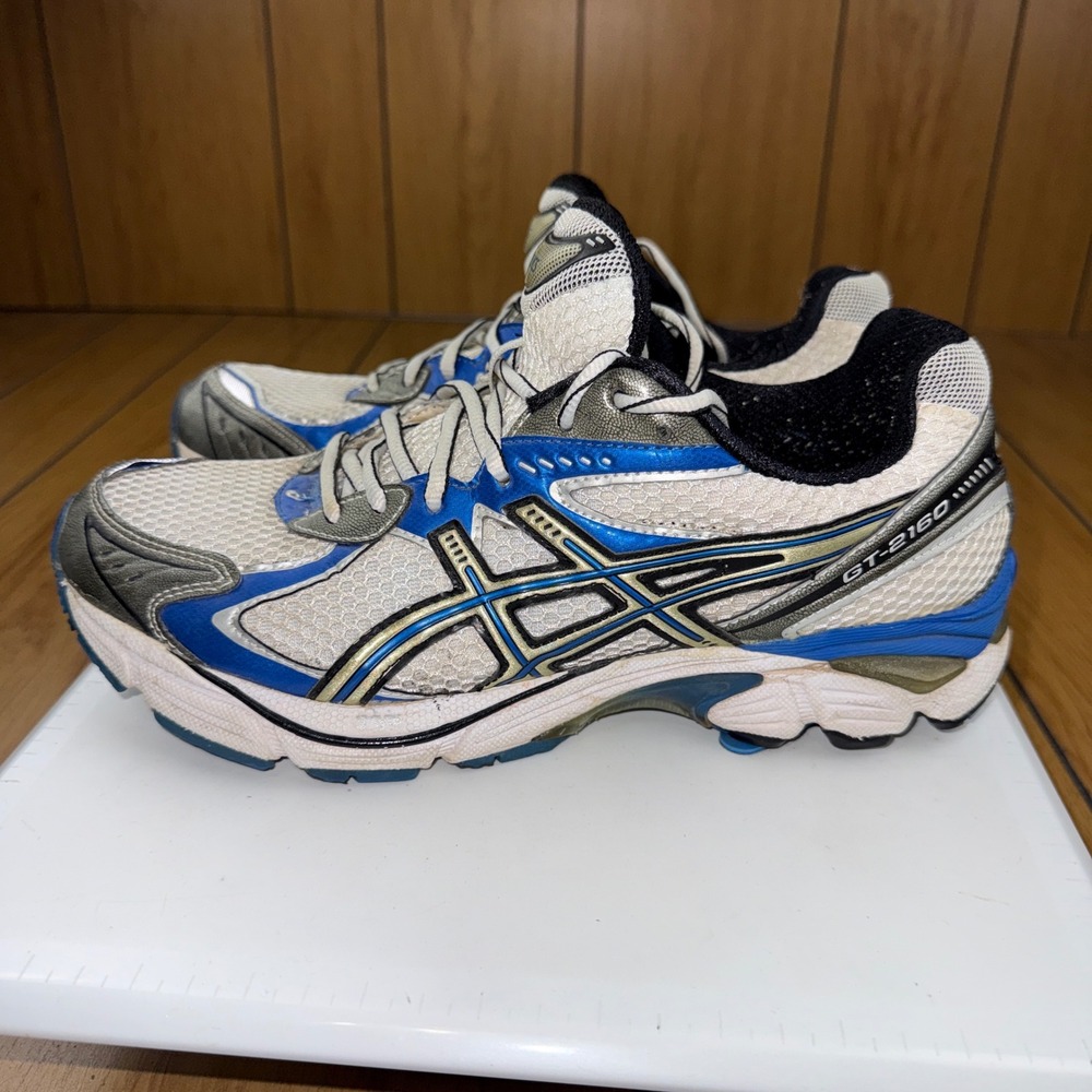 VTG Asics GT-2160 Mens Running Shoes White Blue Silver T106N 4E Wide Size 9